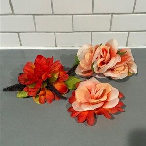 Fall color hair clips set of three.